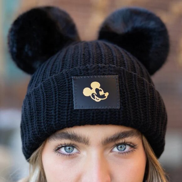 Love Your Melon Accessories - [Disney x Love Your Melon] NWOT Mickey Mouse Black Double Pom Beanie